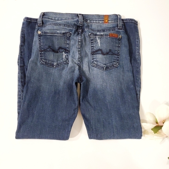 7 for all Mankind Ankle Skinny Jeans Lake Blue Size 24 - Picture 4 of 5